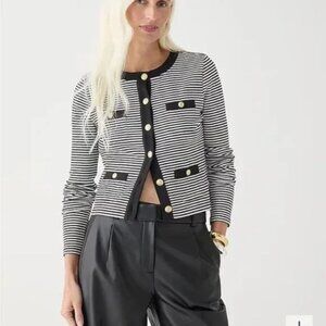 NWOT J.Crew Vintage Rib Knit Lady Jacket in Stripe sz L Nautical Preppy Classic